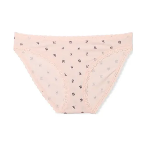 Victoria's Secret The Lacie Lace Trim Cotton Bikini Panty / VS Pink Underpants Women's 1 Pack Pink