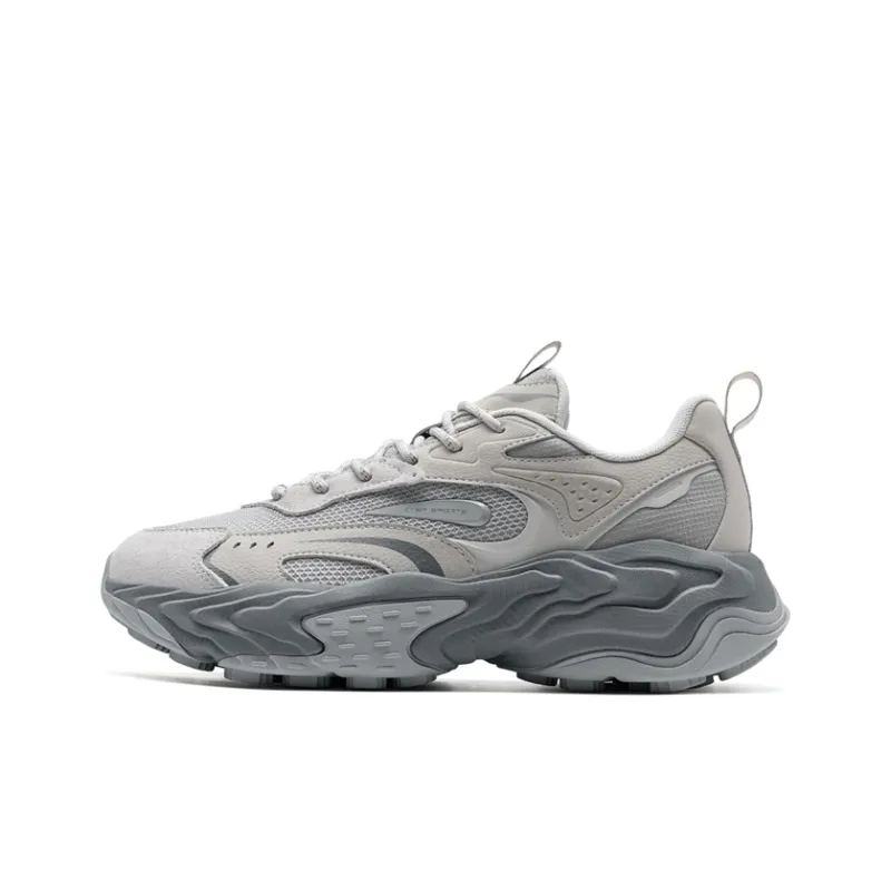 XTEP Migratory Lightweight Height Increasing Low-Top Casual Shoes Men's Dove Gray/Plain Elegant Gray-0