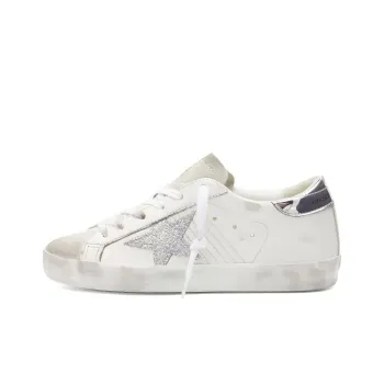 Golden Goose Super Star White SIlver Metallic Glitter Women's