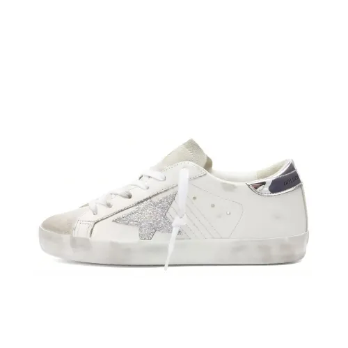 Golden Goose Super Star White SIlver Metallic Glitter Women's