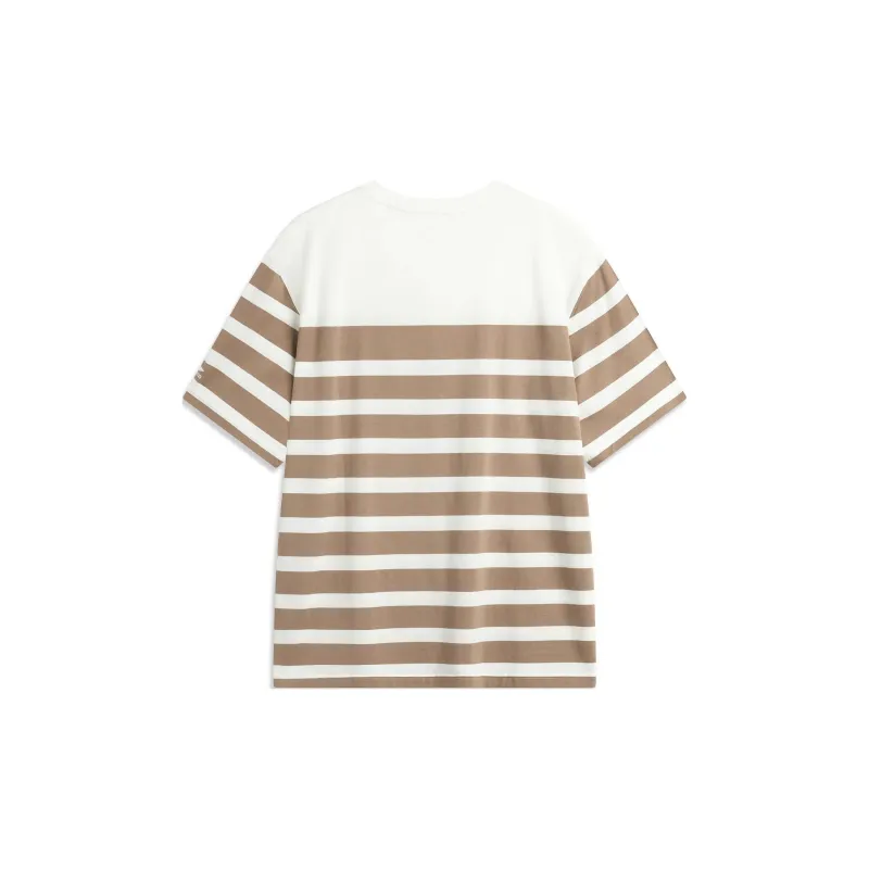 LiNing Sports Trend Series T-Shirt Men's Ivory Cocoa Brown Stripe-1