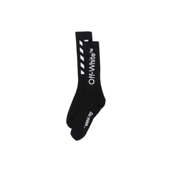 OFF WHITE Diagonal Mid Length Socks Black/White