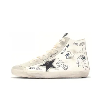 Golden Goose Francy High-Top Stylish Skateboarding Shoes Men's White Vintage Version