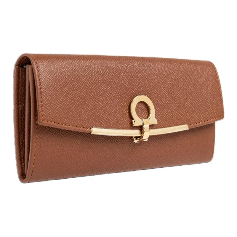 FERRAGAMO Calfskin Wallet Women's Brown-1