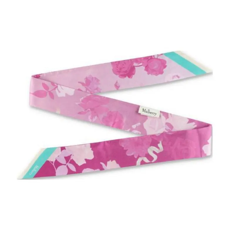 Mulberry Ombre Floral-Printed Skinny Scarf-0