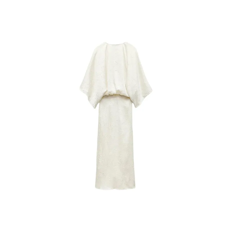 ZARA Long Sleeved Dress Women's White-1