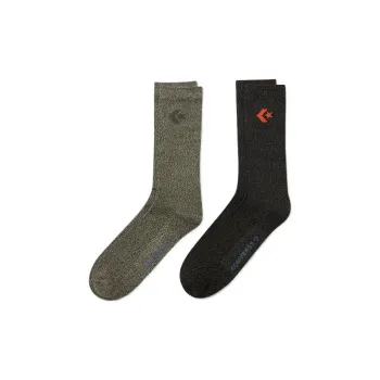 Converse Mid-Calf Socks Unisex 2 Pack Black/Khaki