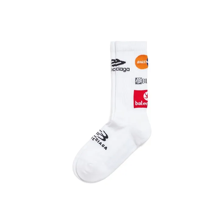 Balenciaga Knee-High Socks Regular Fit Men's 1 Pack White-0