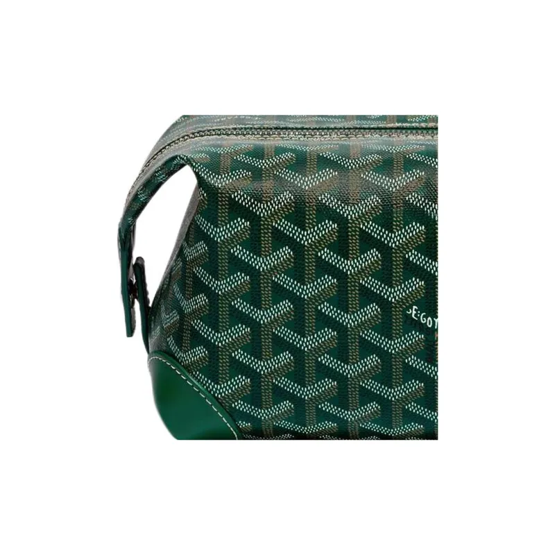 GOYARD Canvas With Heifer Skin Travel Bag Toiletry Bag Unisex Green-3