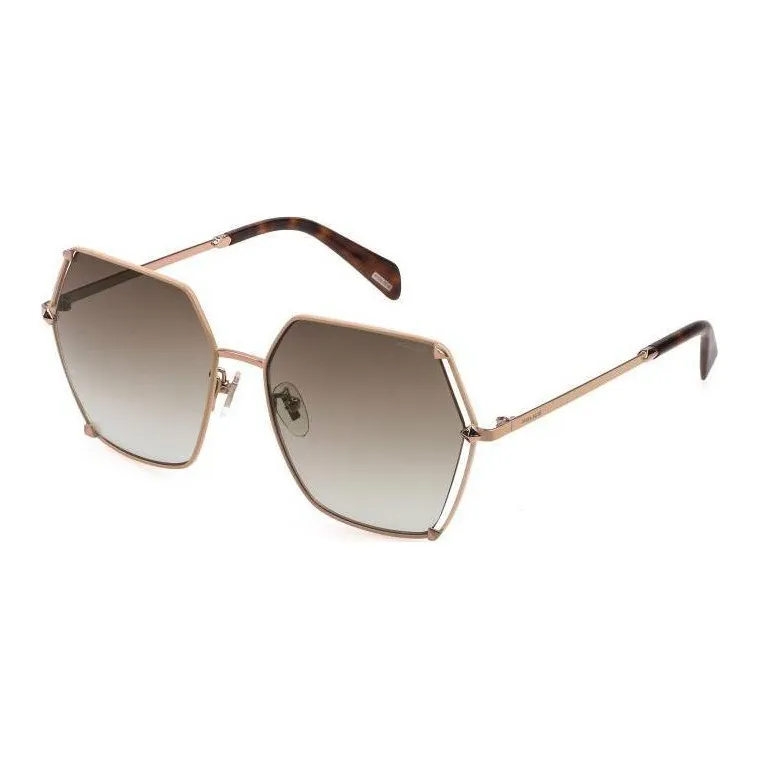 Police Metal Irregular Shape Sunglasses Women's Gold-0