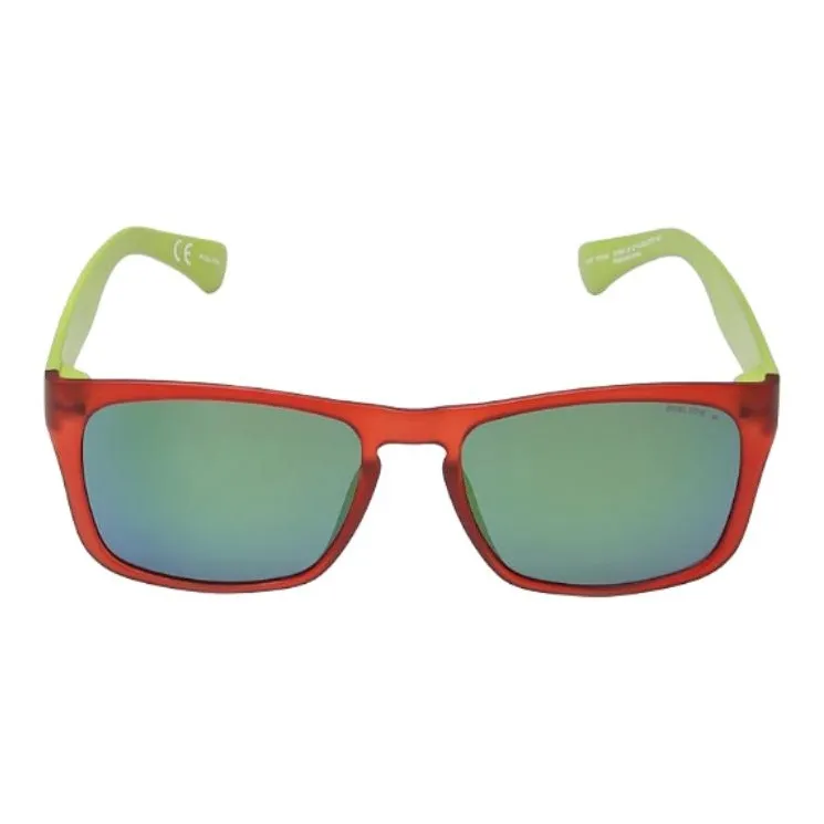 Police Acetate Plastic Rectangular Sunglasses Unisex Red/Green-1