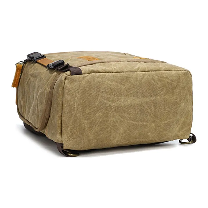 H YXIANG Batik Canvas With Top Grain Cow Leather Sling Bag Men's Army Green/Khaki/Dark Gray-6