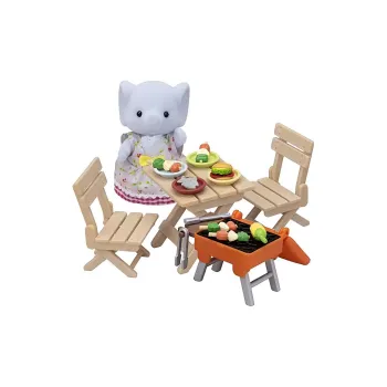 Sylvanian Families Elephant Sister Picnic BBQ Set School Uniform Backpack Dolls Plush Doll 6.5cm High