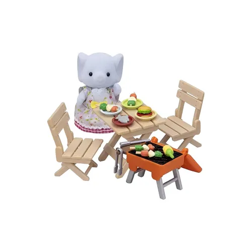 Sylvanian Families Elephant Sister Picnic BBQ Set School Uniform Backpack Dolls Plush Doll 6.5cm High