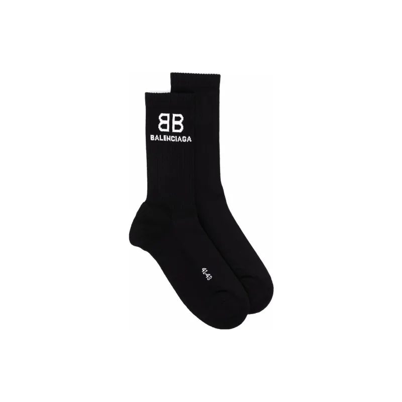 Balenciaga Bb Logo Tennis Socks Black/White-1