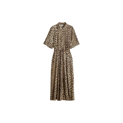 H&M Short-Sleeved Dresses Women's Beige/Leopard