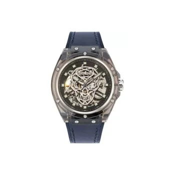Police Wrist Watch Automatic Mechanical Movement Silicone Strap 44mm Cut-Out Dial Men's Watches