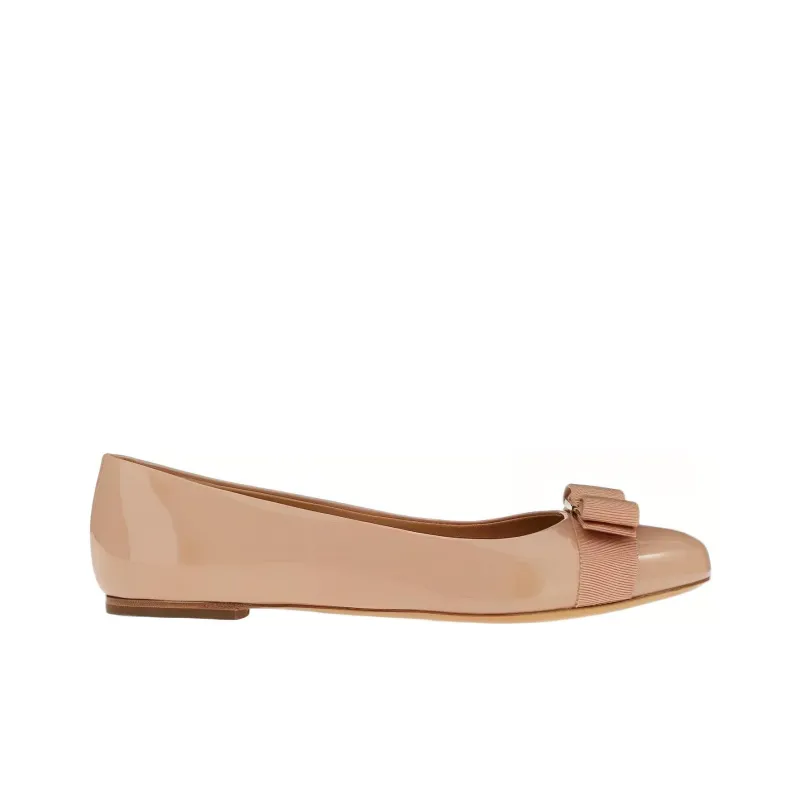 FERRAGAMO Varina Leather Ballerina Shoes-1