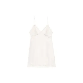 Victoria's Secret PINK SEXY WHO Sexy Deep V Nightgown With Floral Lace Sg/we Nightgown Women's Coconut White