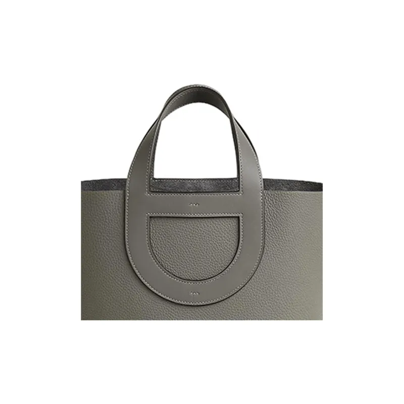 HERMES In The Loop Clemence Bullhide With Swift Calfskin Basket Bag Handbag Bucket Bag Women's Cumulonimbus Gray-4
