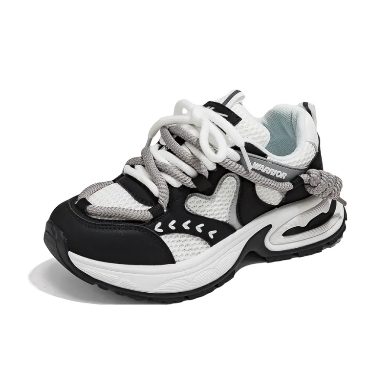 Warrior Low Top Chunky Sneakers Women's White Black-1