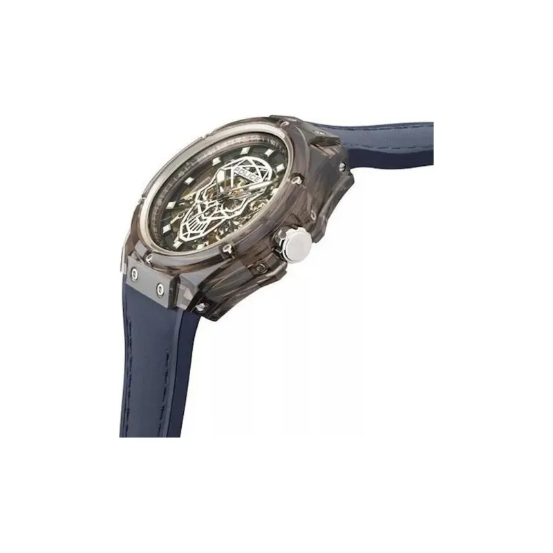 Police Wrist Watch Automatic Mechanical Movement Silicone Strap 44mm Cut-Out Dial Men's Watches-1