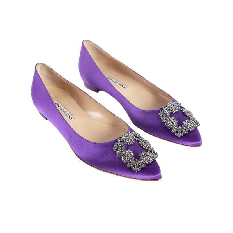 MANOLO BLAHNIK Hangisi Casual Single Shoes Women's Purple-3