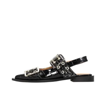 GANNI Croco Casual Single Shoes Women's Black