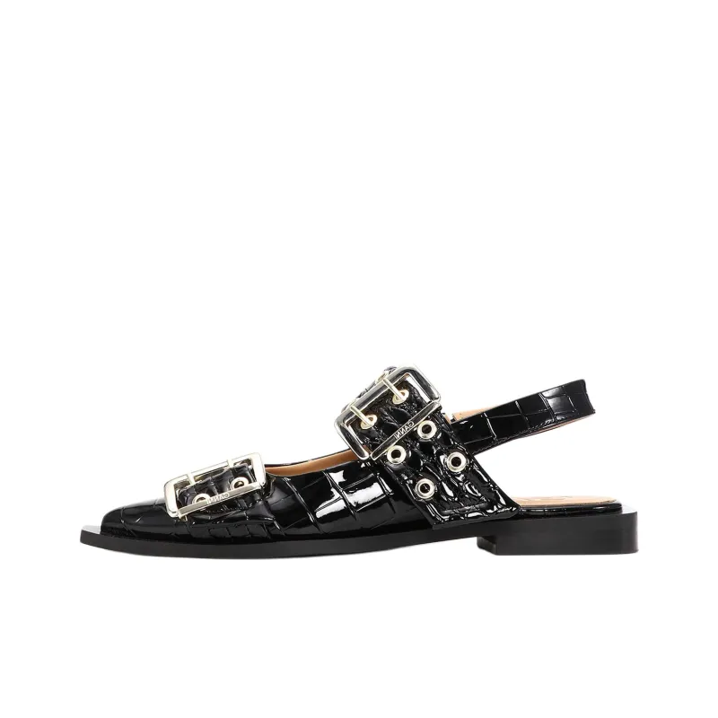 GANNI Croco Casual Single Shoes Women's Black-0