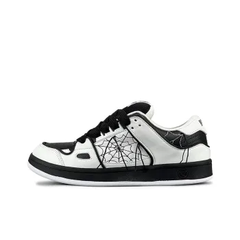 VFDF Anti-Slip Wear-Resistant Low-Top Skateboard Shoes Unisex White Black Spider