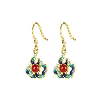 Mom's Gift Agate Jade Earrings Women's