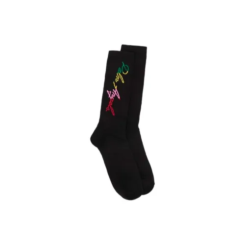 PALM ANGELS Unisex SS21 Logo Medium Tube Knitted Socks Black