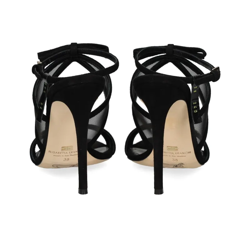 Elisabetta Franchi 105mm Mesh-panels Suede Sandals-4