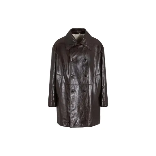 GIORGIO ARMANI Leather Jackets Men Brown