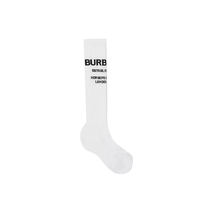Burberry Knee High Socks Unisex 1 Pack White-3