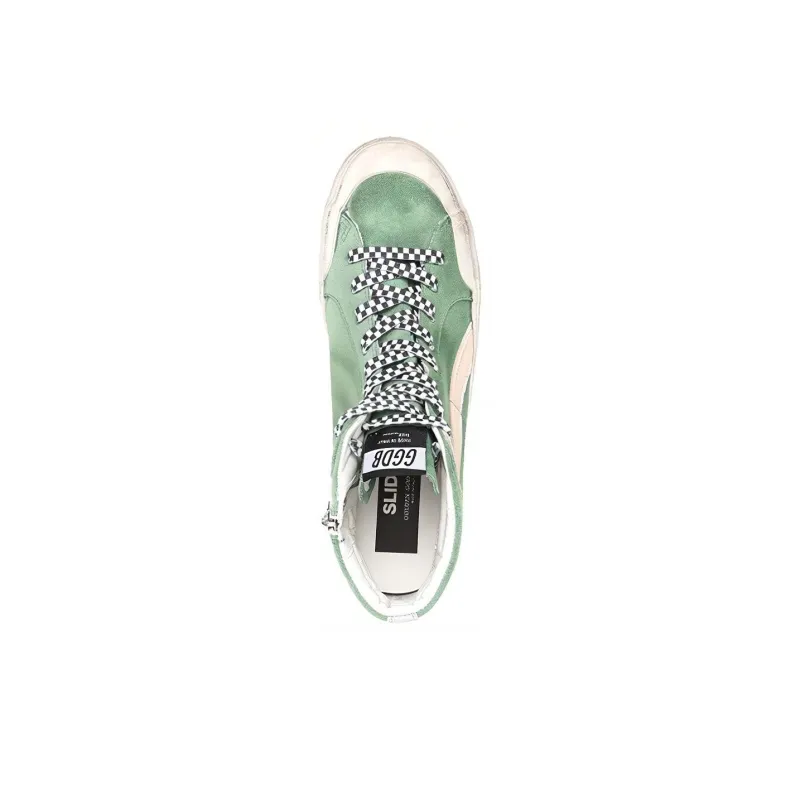 Golden Goose Slide Green White-4