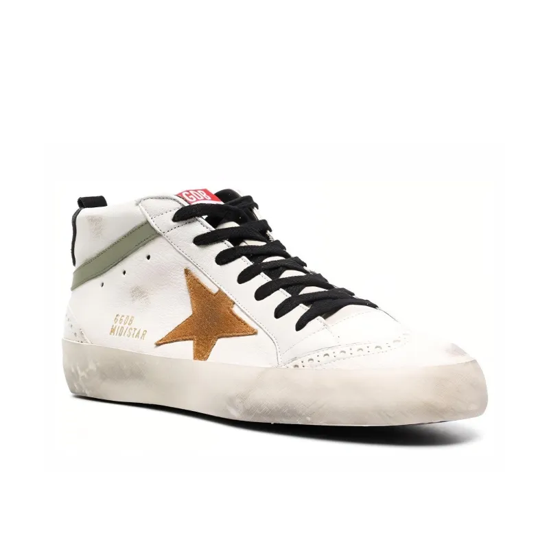 Golden Goose Mid Star Stylish Skateboarding Shoes Men's White-2