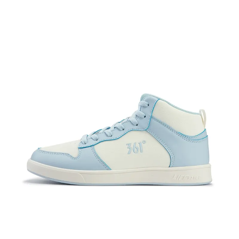 361° Air Force One Anti Slip Wear Resistant Mid Top Skateboard Shoes Women's White Blue-0