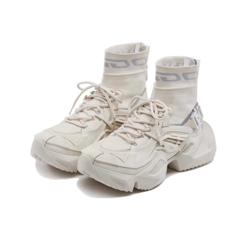 OGR MECHA Coutrue Mecha Fashion Apparel Collection Slip Resistant Coverage High Top Casual Shoes Unisex Apricot-2
