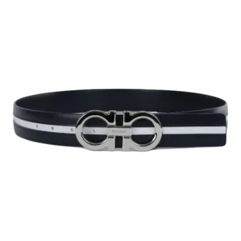 FERRAGAMO Multicolor Design Leather Leather Belts Men's Marine Blue