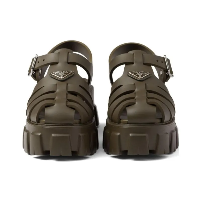 PRADA Triangle-logo Platform Sandals-3