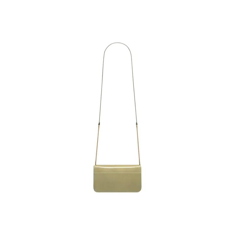 SAINT LAURENT CASSANDRE Patent Leather Crossbody Bag, Shoulder Bag Women's Soft Sage Green-3