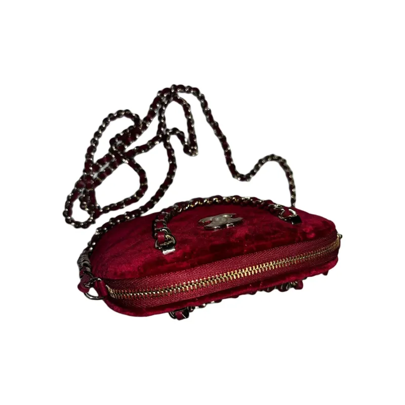 CHANEL Suede Handbag, Shoulder Bag, Crossbody Bag Women's Dark Red-4