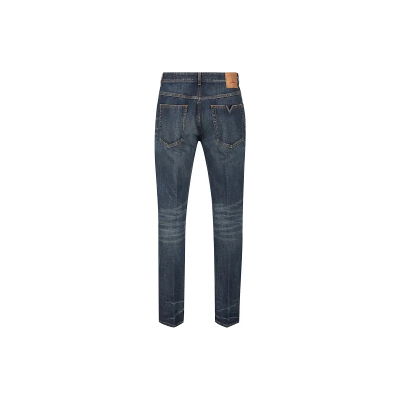 Valentino Logo Patch Mid Rise Jeans-1