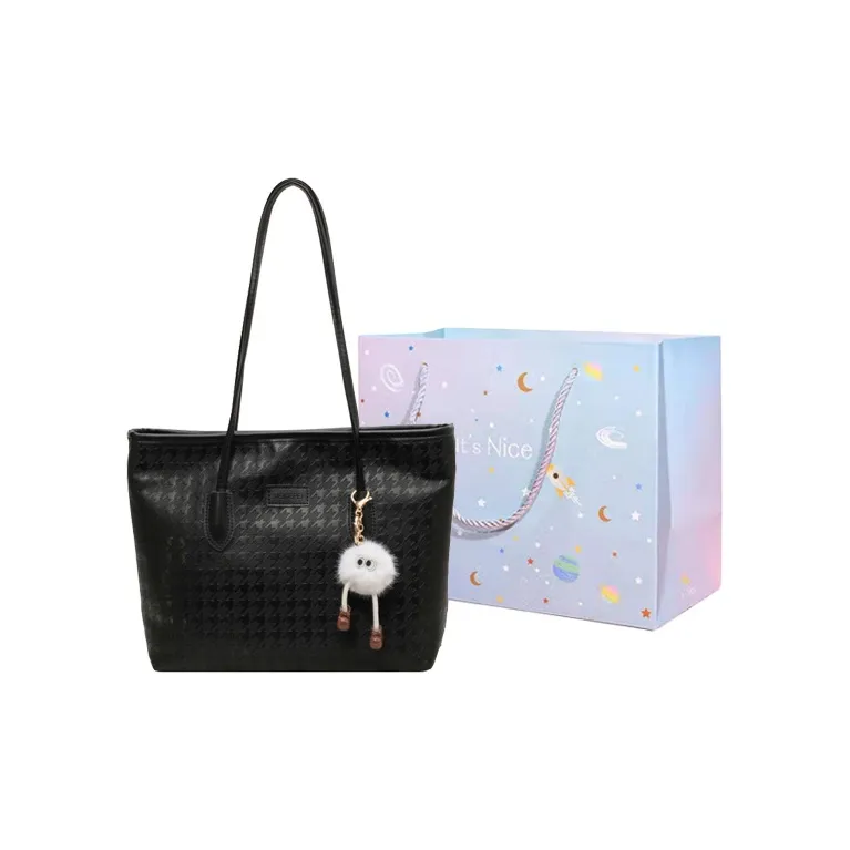 GOX PU Tote Bag, Shopping Bag, Shoulder Bag Women's White & Pink/Black/White & Coffee-8