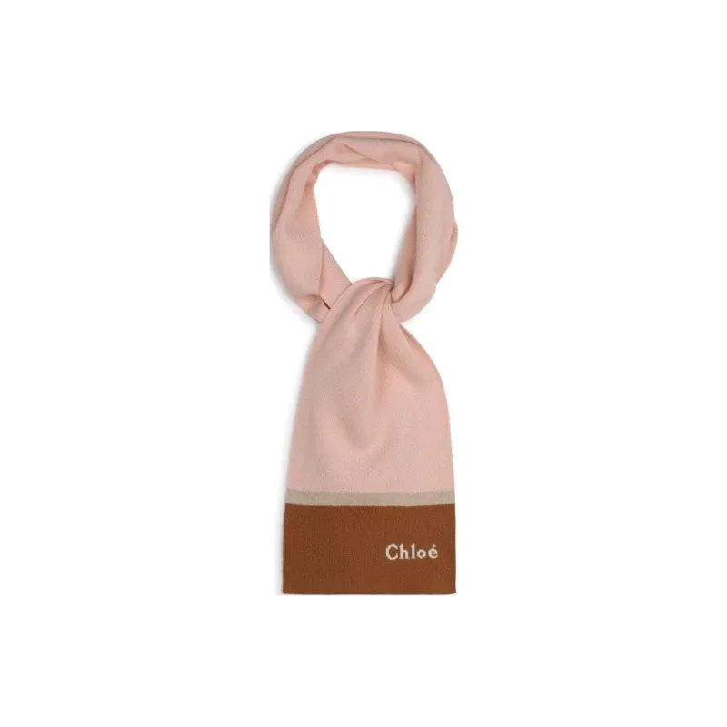 Chloe Lambs Wool Knit Scarves Kids' Light Pink/Umber-1