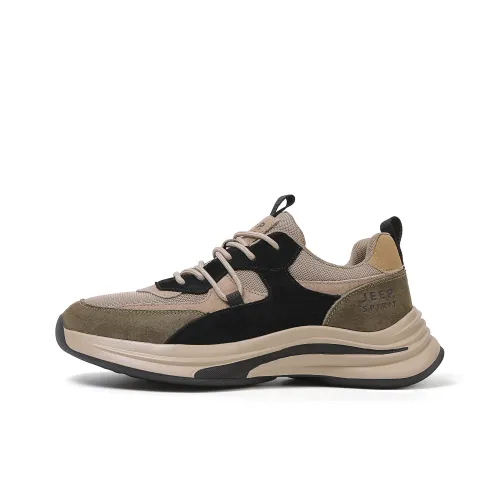 JEEP SPIRIT Anti Slip Wear Resistant Breathable Lightweight Height Increasing Low Top Casual Shoes Men's Cuban Brown