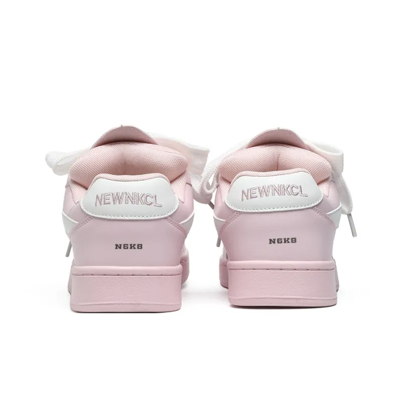 N6K8 Anti Slip Wear Resistant Low Top Skateboard Shoes Women's Light Pink-4