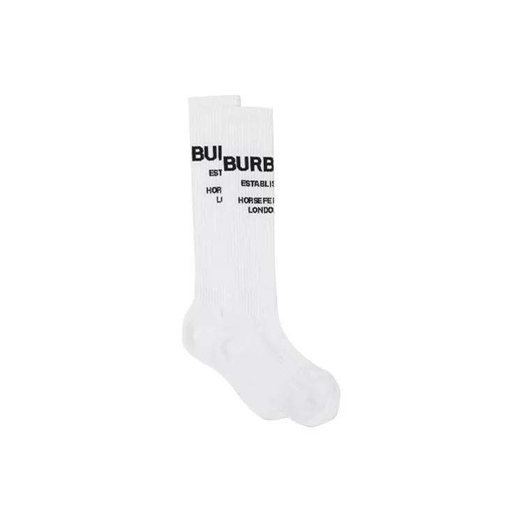 Burberry Knee High Socks Unisex 1 Pack White-2