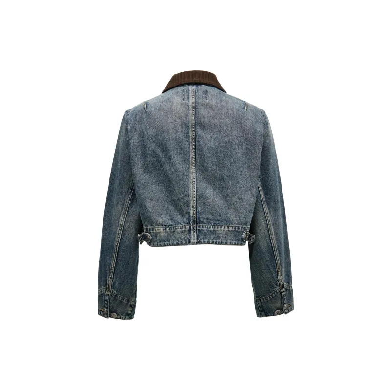 ONLY Cropped Coats Women's J35 510 Washed Denim Blue-1